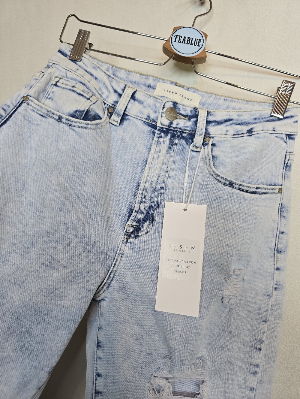 Risen Jeans Georgia - Light Wash Wide Leg Long Tall 5/27 NWT 34" Inseam - Picture 9 of 16